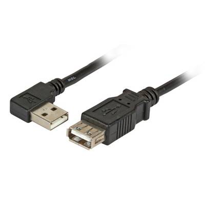 USB2.0 Verlängerungskabel A (gewinkelt) -- - A St.-Bu., 1,8m, schwarz, USB