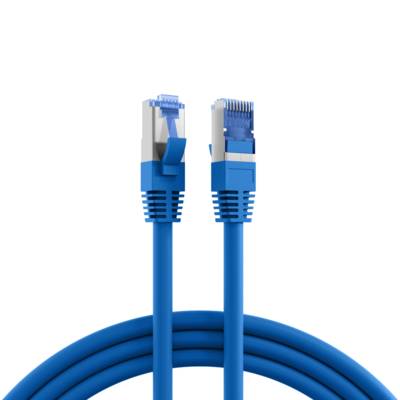 RJ45 Patchkabel Cat.6A S/FTP TPE, Cat.7 Rohkabel superflex blau 10m Kupferverkabelung