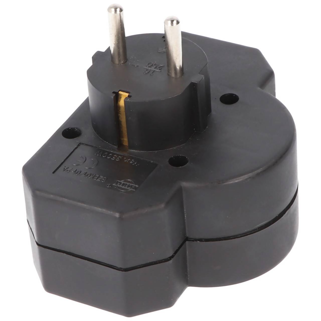Multistecker 2x Euro und 1x Schutzkontakt schwarz mit Schalter-3