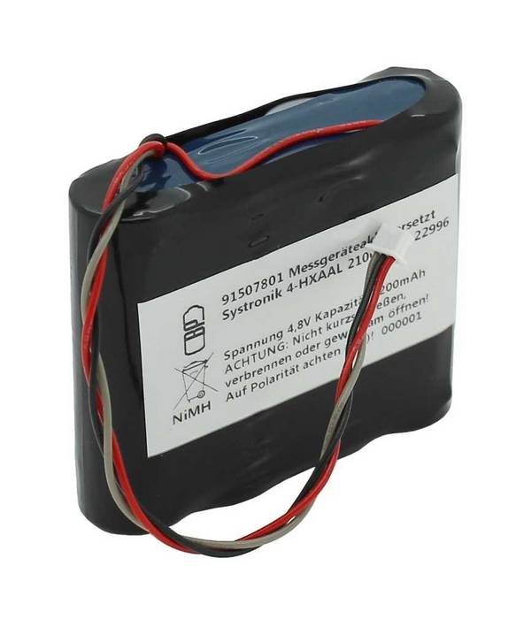 Messgeräteakku NiMH 4,8V 2200mAh ersetzt Systronik 4-HXAAL 2100mAh, 22996