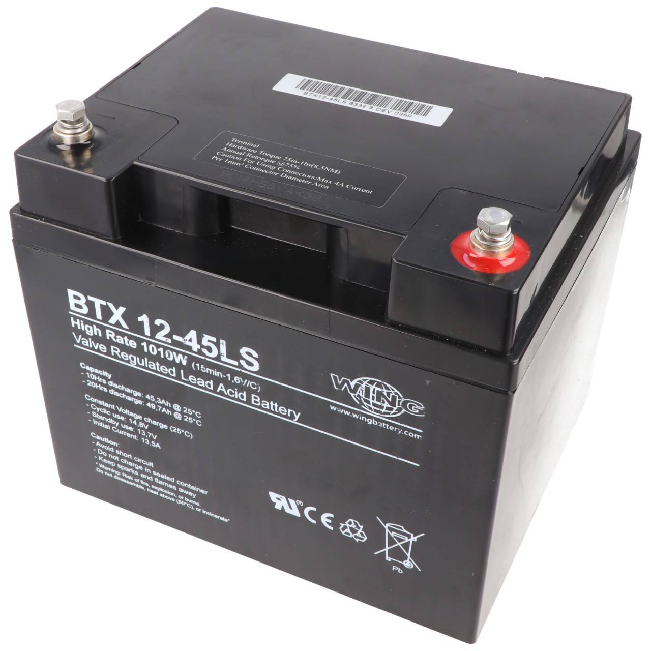 Wing BTX12-45LS 12V 47Ah high rate hochstromfähig Bleiakku AGM Blei Gel Akku-1