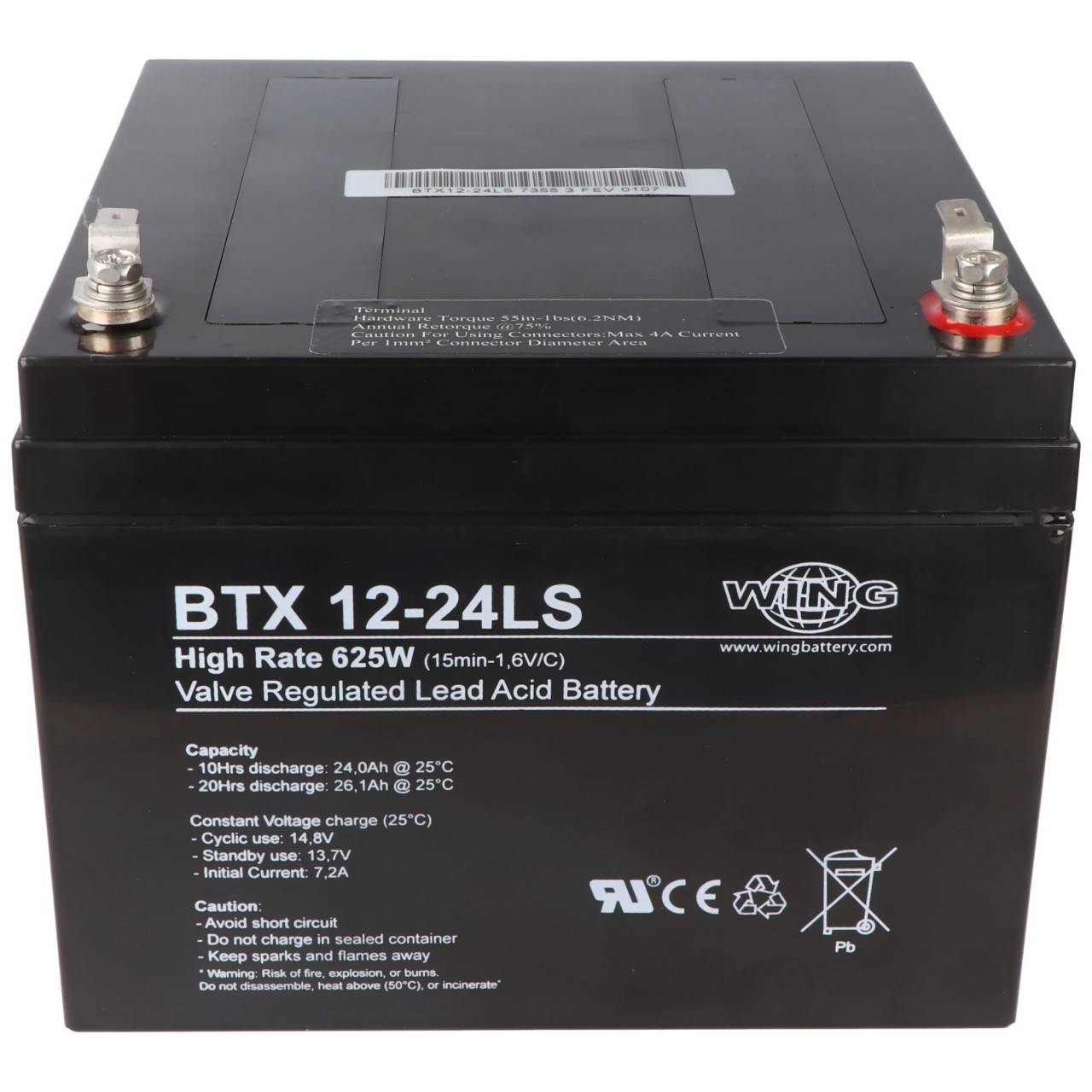 Wing BTX12-24LS 12V 24Ah high rate hochstromfähig Bleiakku AGM Blei Gel Akku-0