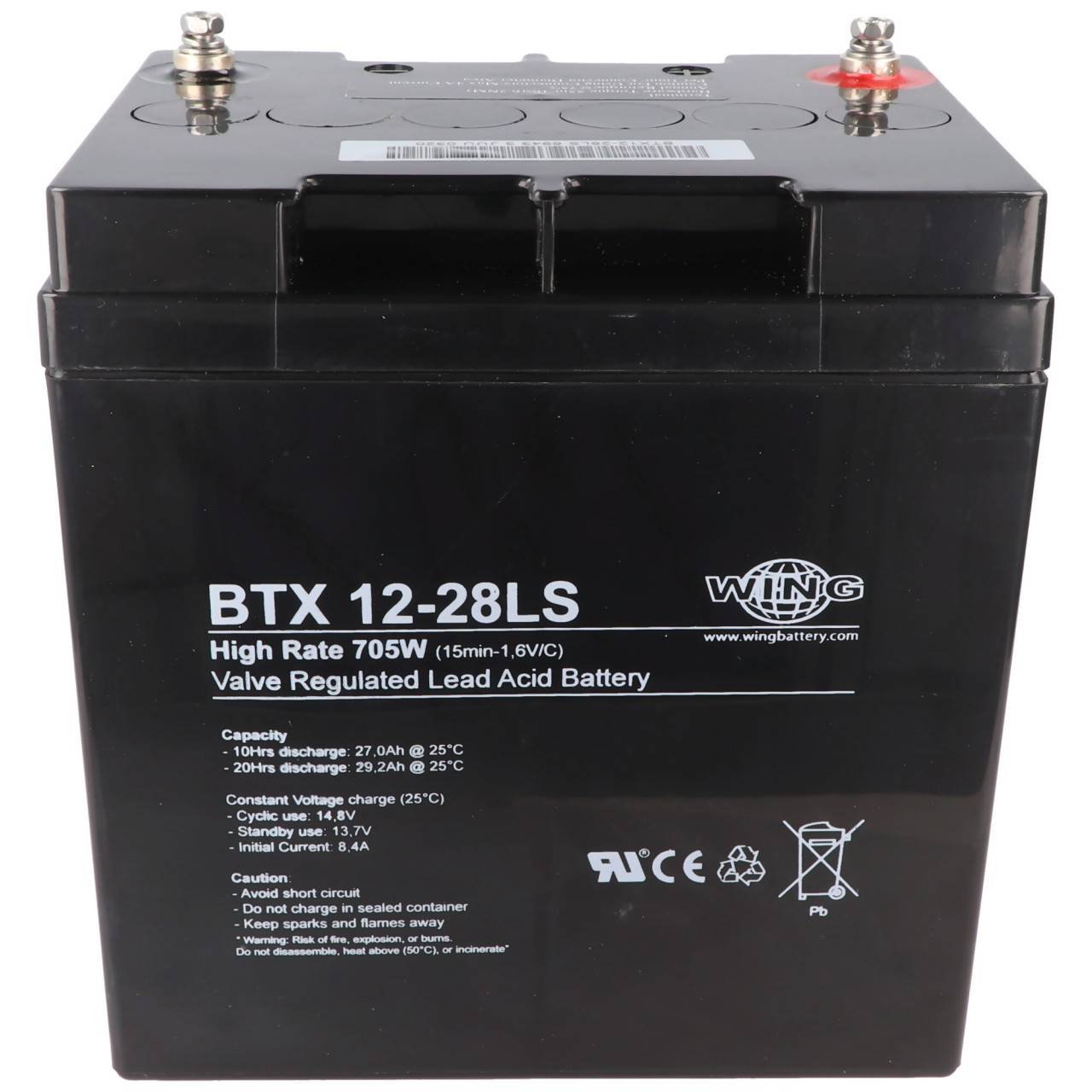 Wing BTX12-28LS 12V 28Ah high rate hochstromfähig Bleiakku AGM Blei Gel Akku-2