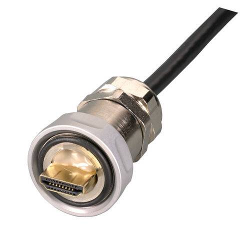 IP67 Kabelverschraubung, M25, HDMI -- Stecker Typ-A auf Typ-A, 1,0m Kupferverkabelung + IP68-0