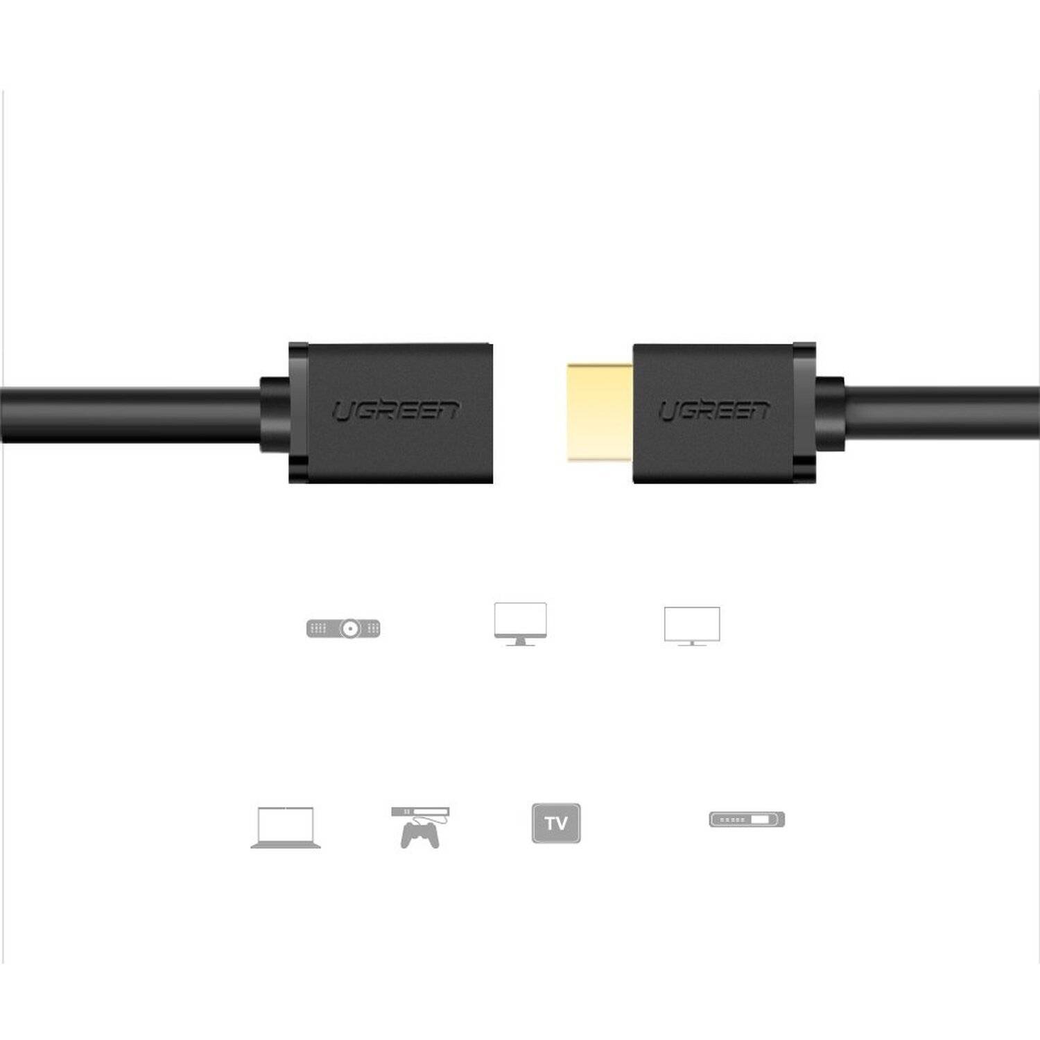 Ugreen 1m Kabel HDMI Verlängerungskabel (weiblich) - HDMI (männlich) 19 Pin 1.4v 4K 60Hz 30AWG schwarz-4