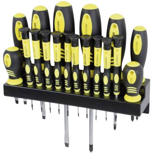 Brüder Mannesmann Elektronik- u. Feinmechanik, Werkstatt Schraubendreher-Set 18teilig Schlitz, Kreuzschlitz Phillips, In...