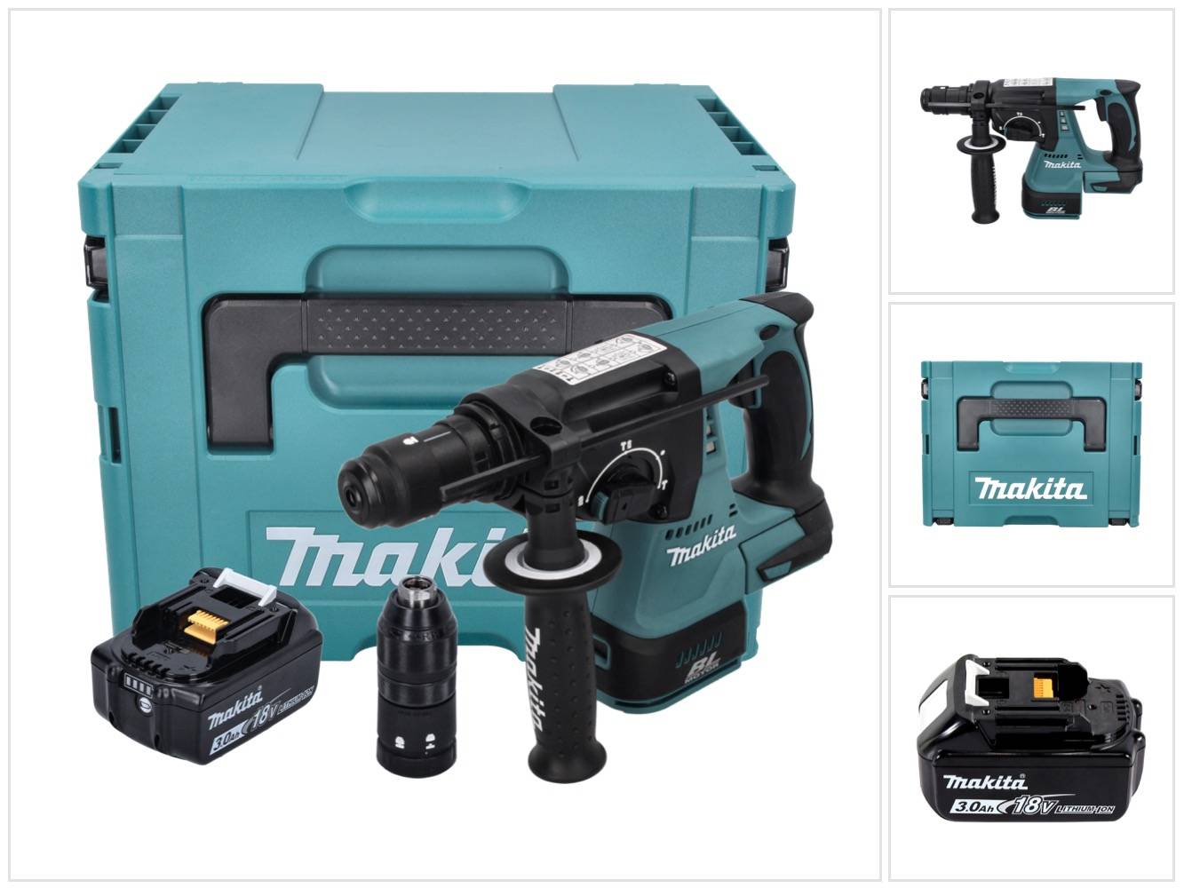 Makita DHR 243 F1J Akku Bohrhammer 18 V 2,0 J SDS plus Brushless + 1x Akku 3,0 Ah + Makpac - ohne Ladegerät-0