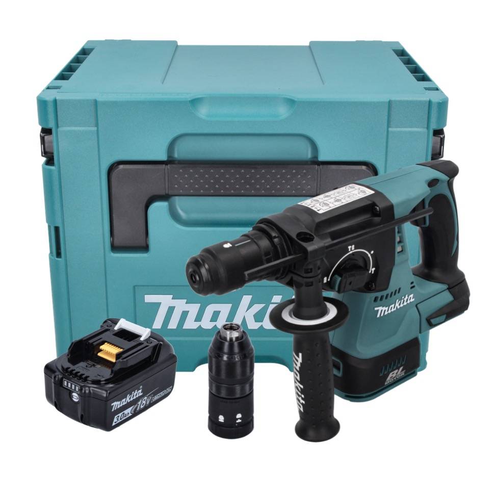 Makita DHR 243 F1J Akku Bohrhammer 18 V 2,0 J SDS plus Brushless + 1x Akku 3,0 Ah + Makpac - ohne Ladegerät-1