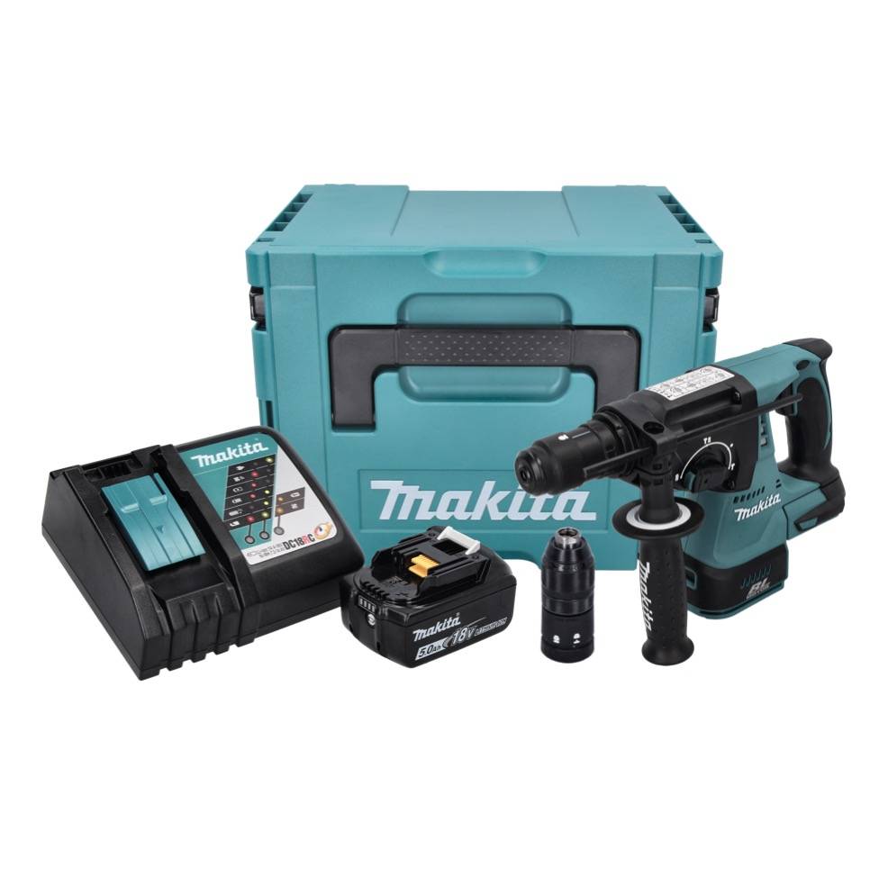 Makita DHR 243 RT1J Akku Bohrhammer 18 V 2,0 J SDS plus Brushless + 1x Akku 5,0 Ah + Ladegerät + Makpac-2
