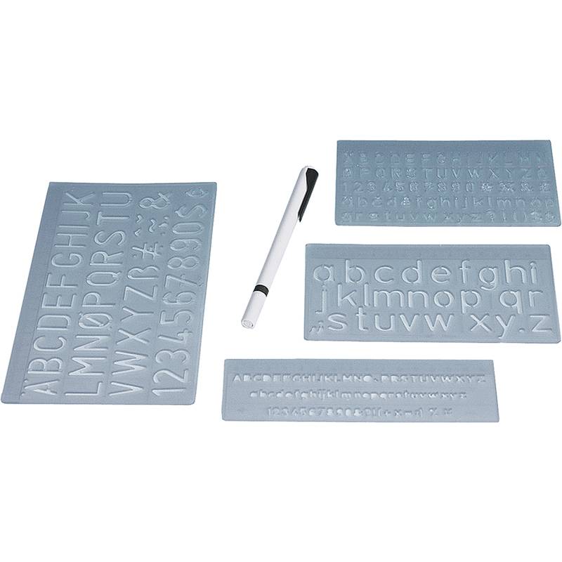 WEDO Schriftschablonen-Set, Schrifthöhen: 5 mm, 10 mm, 20 mm-0