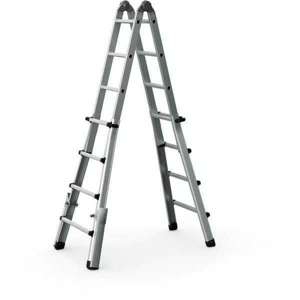 Mehrzweck-Teleskopleiter,4x4 Sprossen,Holm L 4,17m,natur