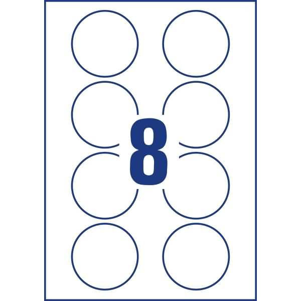 AVERY ZWECKFORM - Avery L4881-20, Weiß, Rund, Entfernbar, A4, Laser, 6,5 cm-1