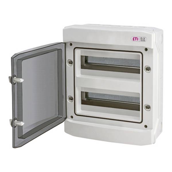 ETI 001101063 - Kunststoff-Verteilerkasten ECH-24PT mit transparenter Tür (2 Reihen | 400V | 63A | IP65)