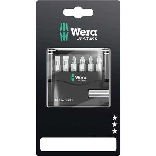 Wera Mini-Check 05073406001 Bit-Set 7teilig Schlitz, Kreuzschlitz Phillips, Kreuzschlitz Pozidriv
