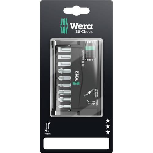 Wera 8600-9/TZ Rapidaptor 05073410001 Bit-Set 10teilig Schlitz, Kreuzschlitz Phillips, Kreuzschlitz Pozidriv
