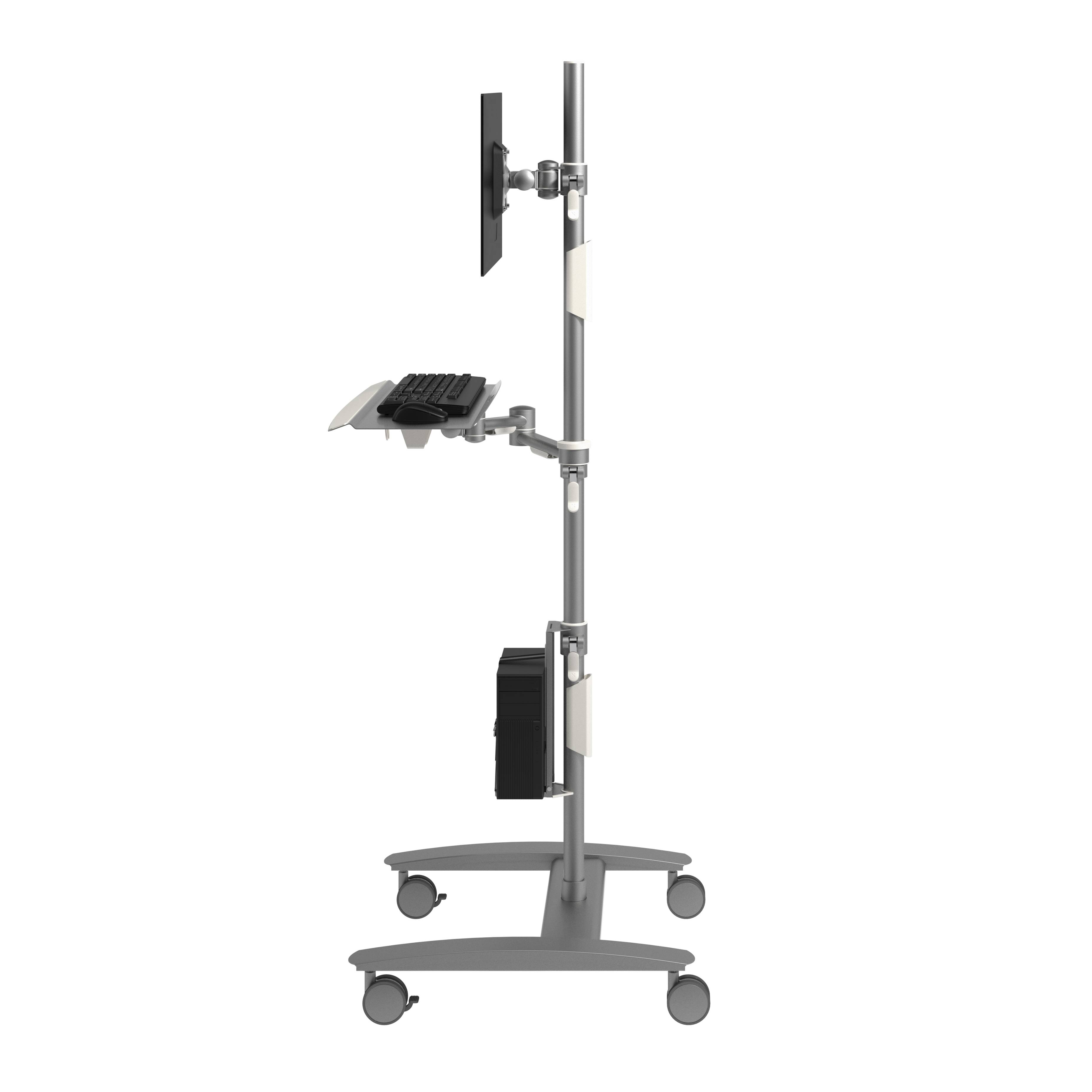 Dataflex Viewmate Combo Trolley Data Entry 702 - Wagen für LCD-Anzeige/Tastatur/Maus/CPU - Silber - Bildschirmgröße: bis-2