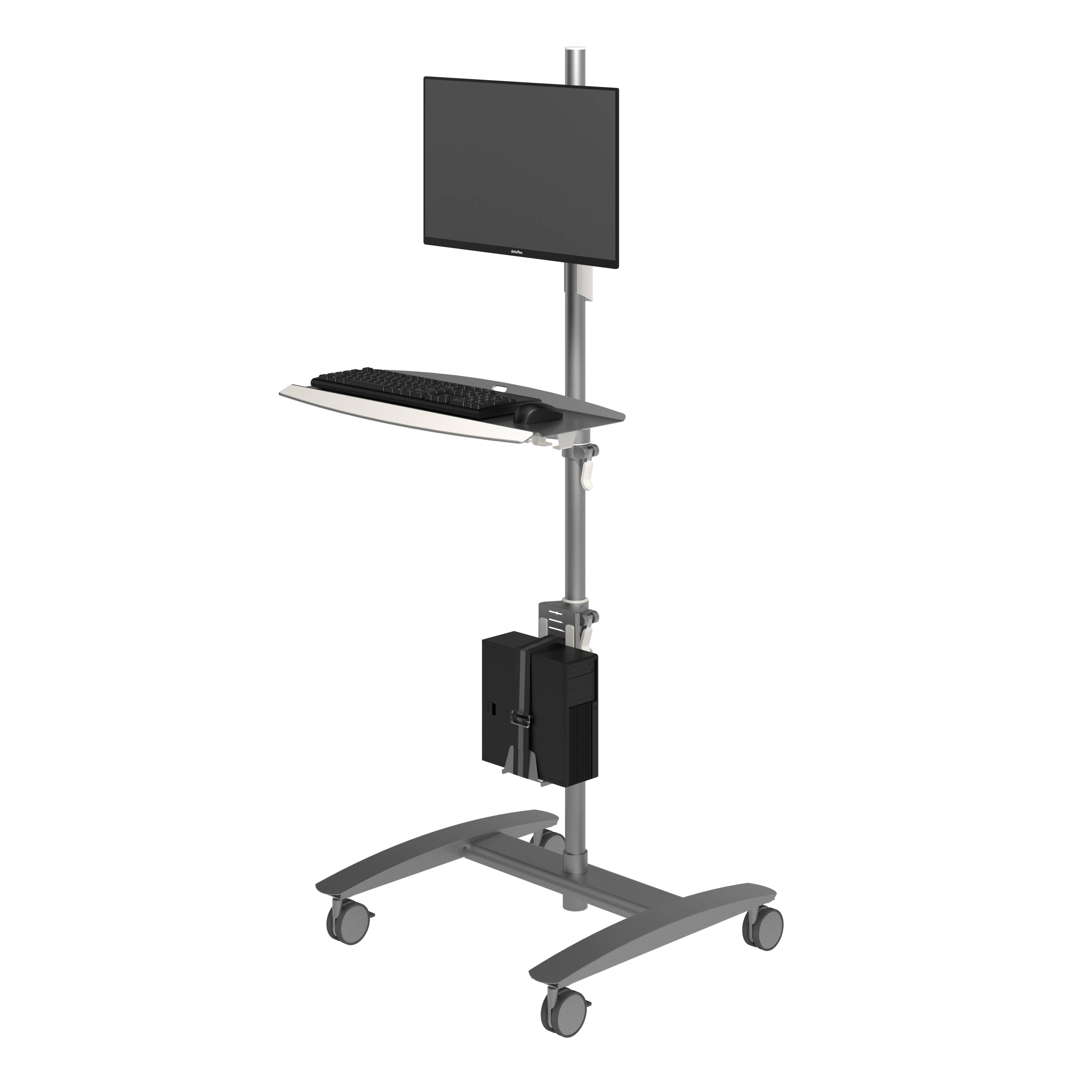 Dataflex Viewmate Combo Trolley Data Entry 702 - Wagen für LCD-Anzeige/Tastatur/Maus/CPU - Silber - Bildschirmgröße: bis-4