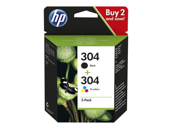 HP 304 - 2er-Pack - Schwarz, Farbe (Cyan, Magenta, Gelb)