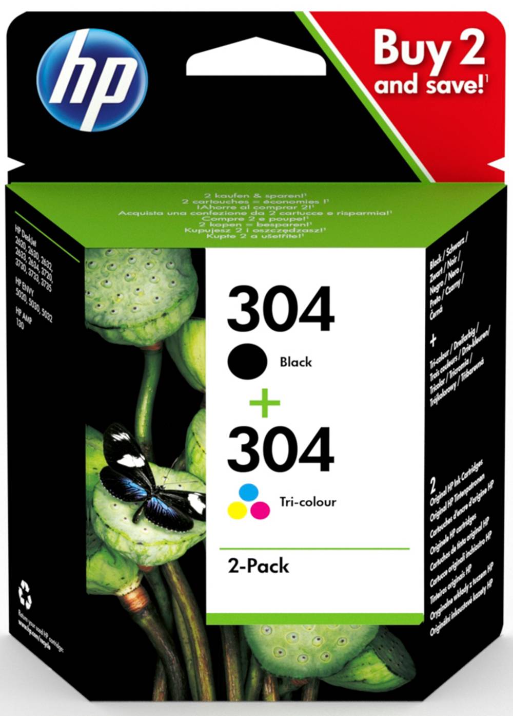 HP 304 - 2er-Pack - Schwarz, Farbe (Cyan, Magenta, Gelb)-1