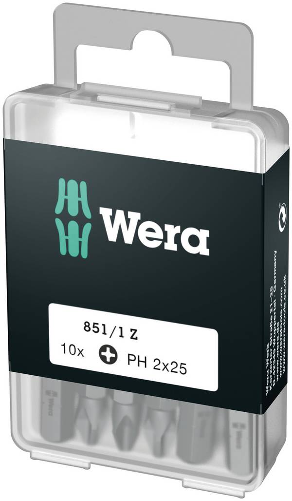 Wera 05072400001 851/1 Z DIY SiS Kreuzschlitz-Bit Antrieb: 1/4" (6.3 mm) Abtrieb: Kreuzschlitz Phillips PH 1 25 mm
