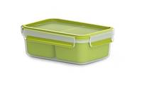 EMSA CLIP & GO Snackbox 1,0 L mit 2 Einsätzen, 1 l, Transparent, Polypropylen (PP),-1