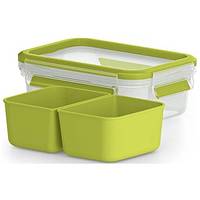 EMSA CLIP & GO Snackbox 0,55 L mit 2 Einsätzen, 0,55 l, Transparent, Polypropylen (PP),-1
