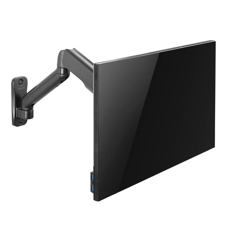 LogiLink - Befestigungskit (Wandmontage) - Gasfeder - für Monitor / Curved-Monitor - Kunststoff, Stahl, Aluminium - Schw-3