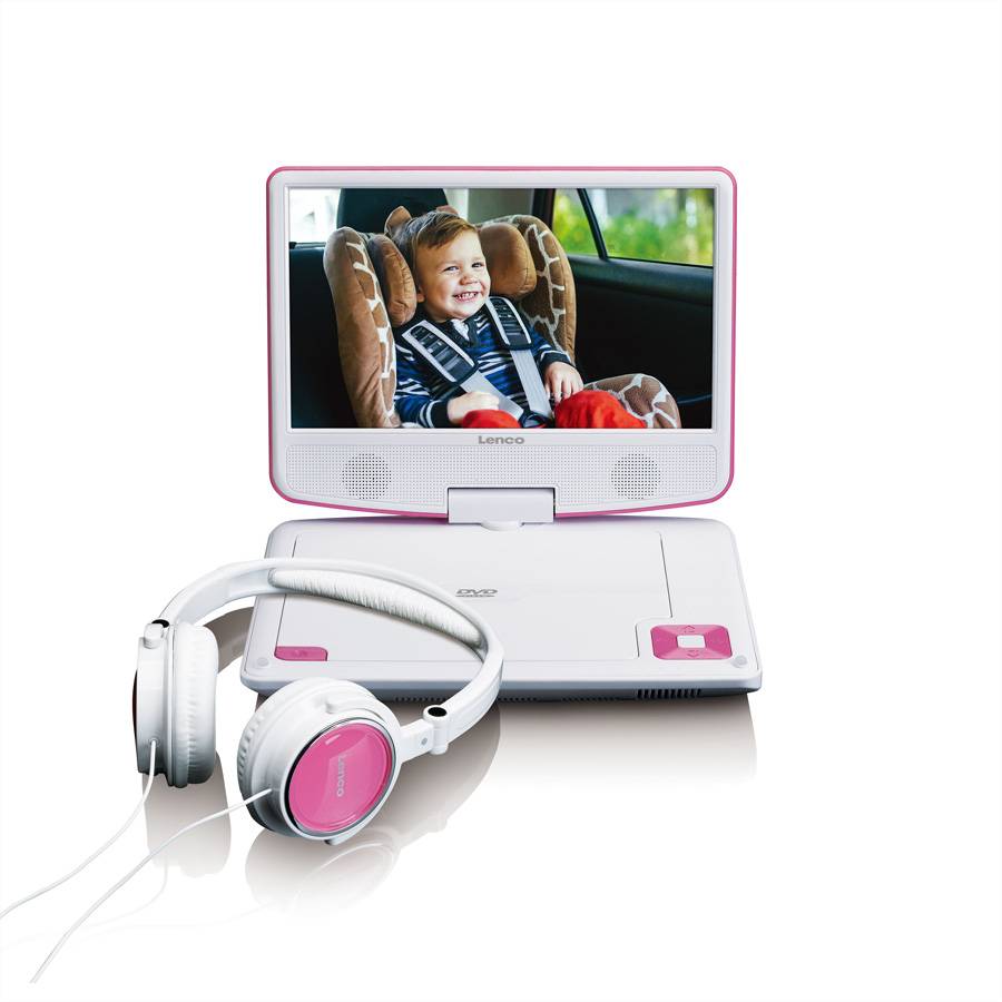 Lenco DVP-910 - DVD-Player - tragbar -Anzeige: 22.5 cm (9") - weiß - pink-0