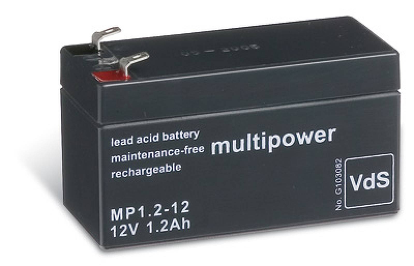 Powery Bleiakku (multipower) MP1,2-12 ersetzt FIAMM FG20121A, 12V, Lead-Acid