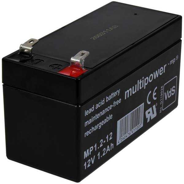 Powery Bleiakku (multipower) MP1,2-12 Vds kompatibel mit Panasonic LC-R121R3PG, 12V, Lead-Acid