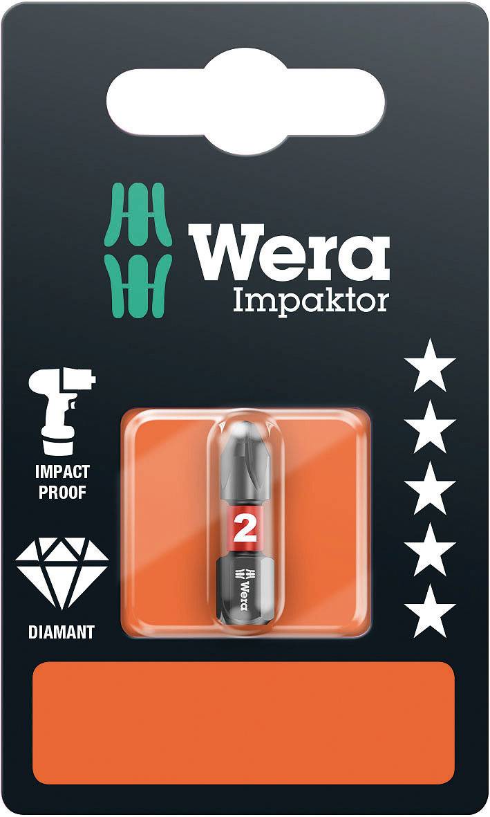 WERA Kreuzschlitz-Bit PH 2 Wera 851/1 IMP DC SB SiS Werkzeugstahl legiert, diamantbeschichtet D 6.3