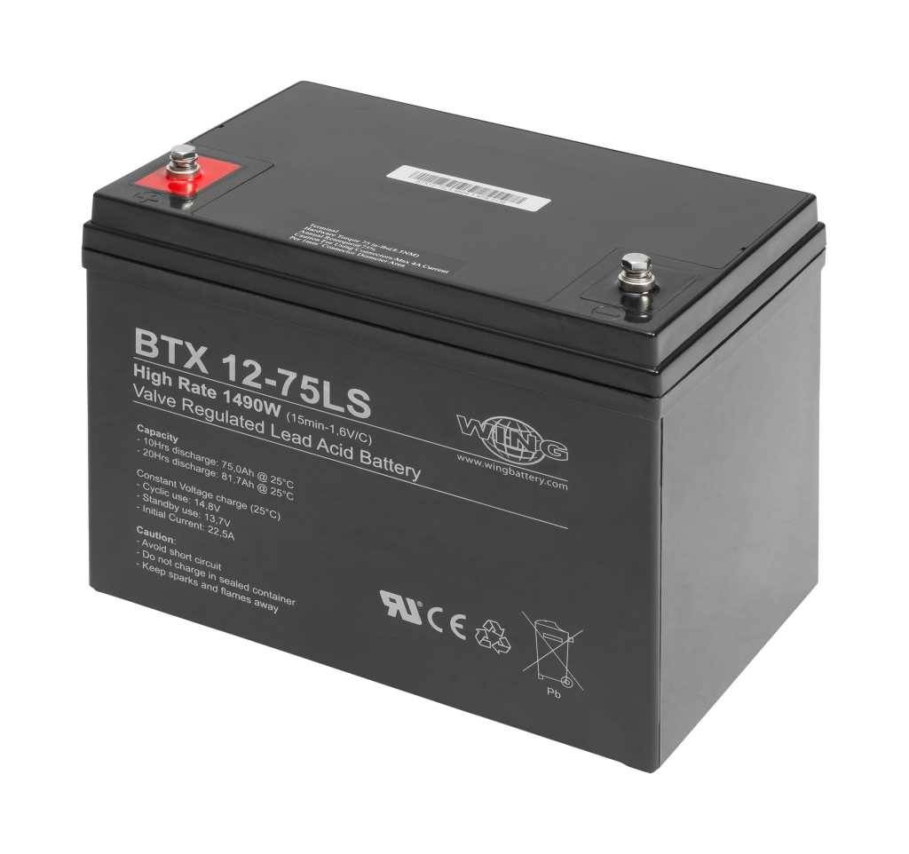Wing BTX12-75LS 12V 75Ah high rate hochstromfähig Bleiakku AGM Blei Gel Akku-0