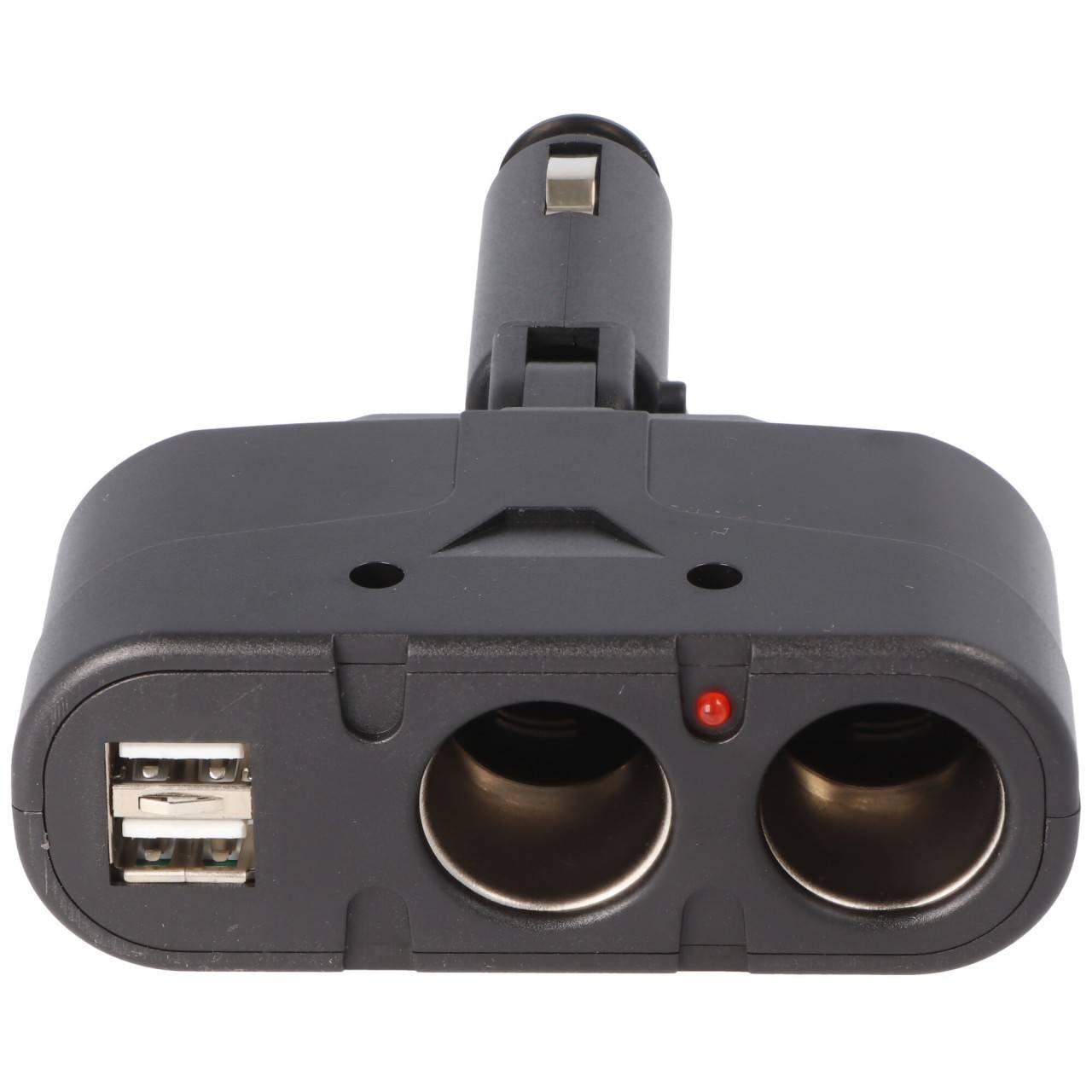 AccuCell KFZ-Adapter, Verteiler Zigarettenanzünder - Stecker auf 2x Kupplung + USB-3