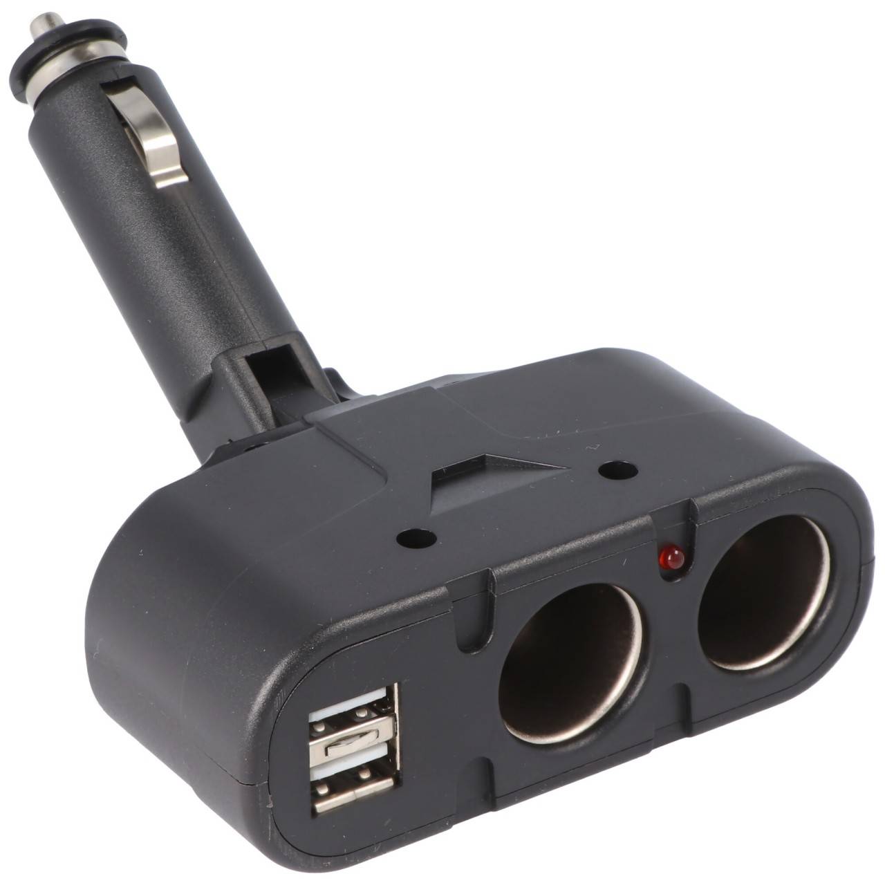 AccuCell KFZ-Adapter, Verteiler Zigarettenanzünder - Stecker auf 2x Kupplung + USB-4