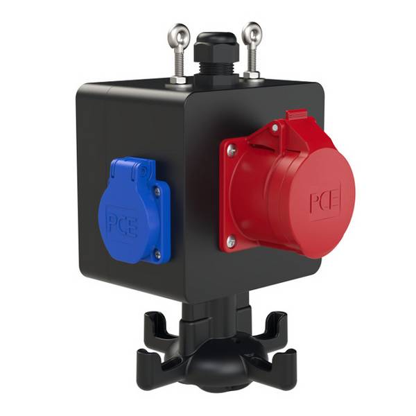 PC ELECTRIC Vollgummi Hängeverteiler "FREISTADT NAARN" (1x CEE-Steckdose 400V/16A/5-polig & 3x SCHUKO-Steckdose 250V/16A