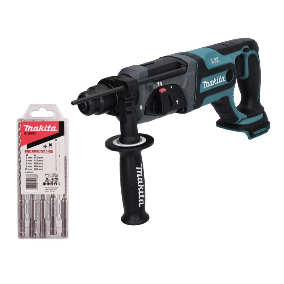 Makita DHR 241 Z Akku Bohrhammer 18 V 2,0 J SDS plus + 5 tlg. Bohrer Set - ohne Akku, ohne Ladegerät-1