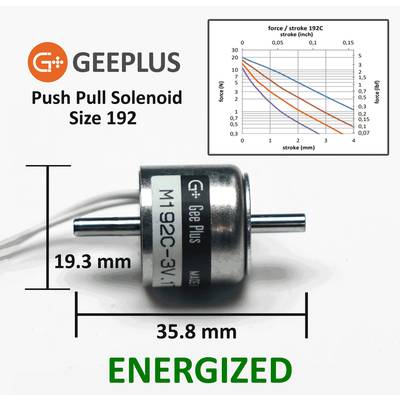 Geeplus Push/Pull-Hubmagnet (Kurzhubmagnet) M192C-3V, Ø19,3 x 17,5mm, 2,3W Dauer, bis 4mm Hub, Haltekraft >10N (100%ED)-0