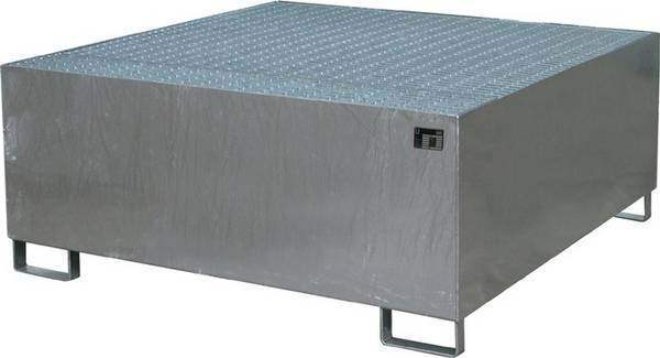 Auffangwanne 1000l L1460xB1460xH630mm Stahlbl.m.Gitterrost silber BAUER