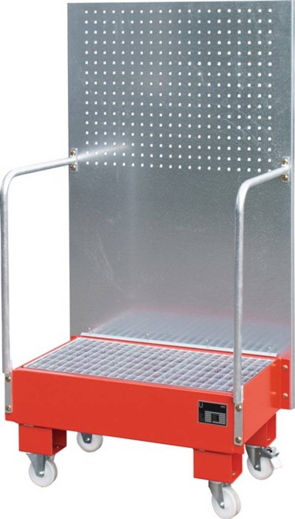 Bauer Fahrbare Auffangwanne mit Lochplattenwand LPW 60-2, lackiert, Feuerrot