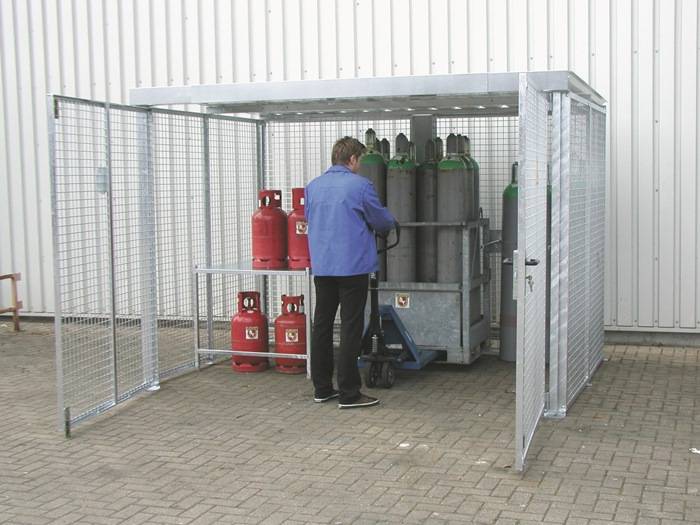 Gasflaschencontainer B3100xT1500xH2100mm o.Dach m.Doppelflügeltür BAUER-0