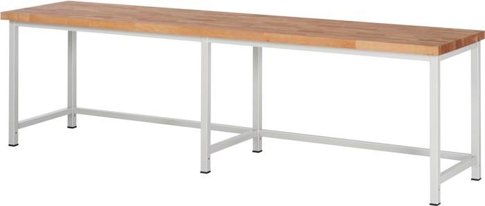 Werkbank, BxTxH 3000x700x840 mm, Arbeitsplate Platte Buche 40 mm, RAL 7035-0