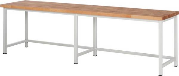 Werkbank, BxTxH 3000x700x840 mm, Arbeitsplate Platte Buche 40 mm, RAL 7035