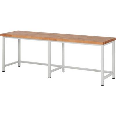 Werkbank, BxTxH 2500x700x840 mm, Arbeitsplate Platte Buche 40 mm, RAL 7035-0