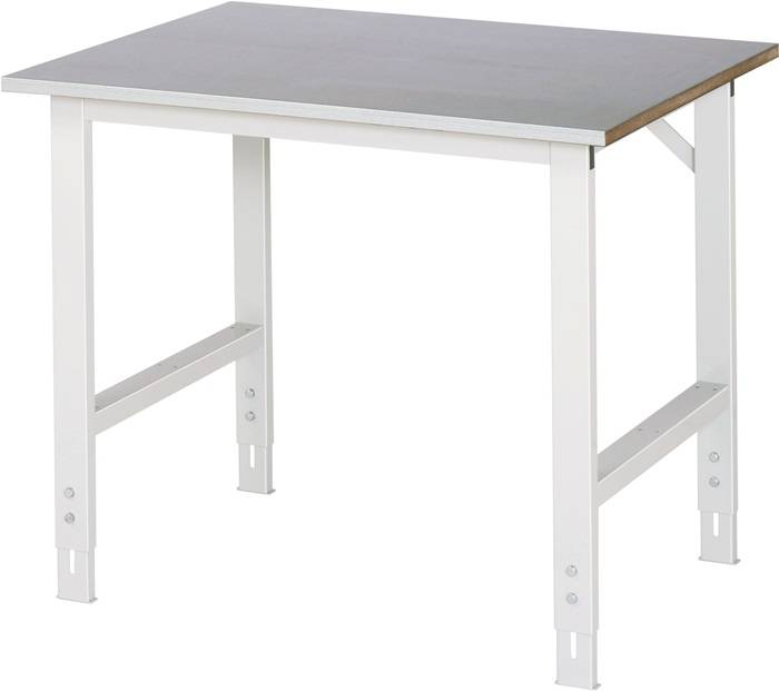 Arbeitstisch - Stahlblech Arbeitsplatte - Tragkraft 500 kg - Höhe 760-1.080 mm - 1.000 x 800 mm (BxT) - lichtgrau-0