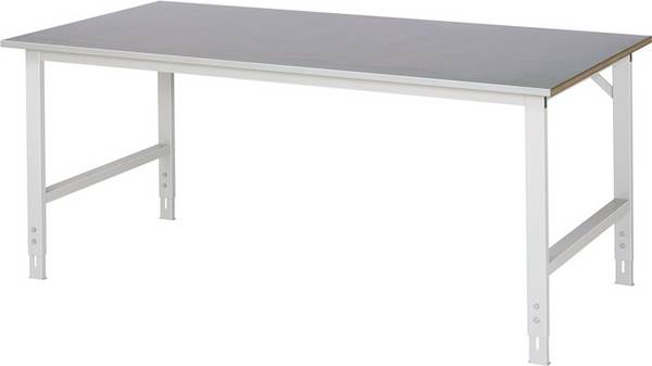 Arbeitstisch - Stahlblech Arbeitsplatte - Tragkraft 500 kg - Höhe 760-1.080 mm - 2.000 x 1.000 mm (BxT) - lichtgrau