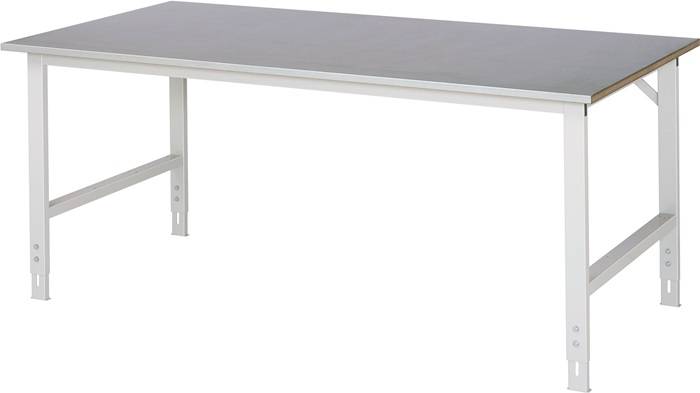 Arbeitstisch - Stahlblech Arbeitsplatte - Tragkraft 500 kg - Höhe 760-1.080 mm - 2.000 x 1.000 mm (BxT) - lichtgrau-0