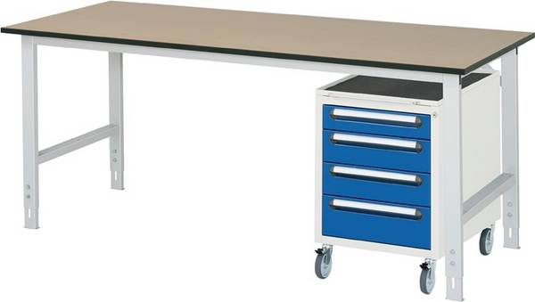Arbeitstisch - MDF Arbeitsplatte - Tragkraft 500 kg - Höhe 760-1.080 mm - 750 x 800 mm (BxT) - lichtgrau