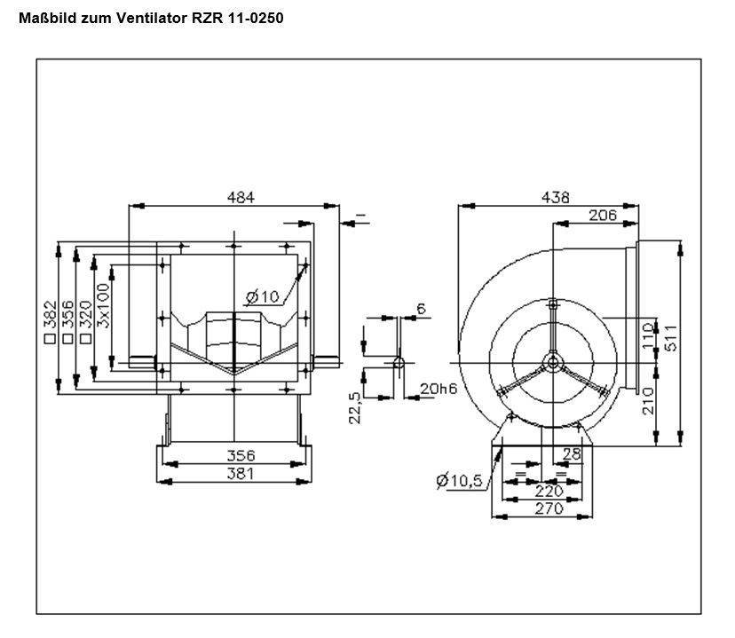 Nicotra-Gebhardt Ventilator, Typ: RZR 11-0250-2