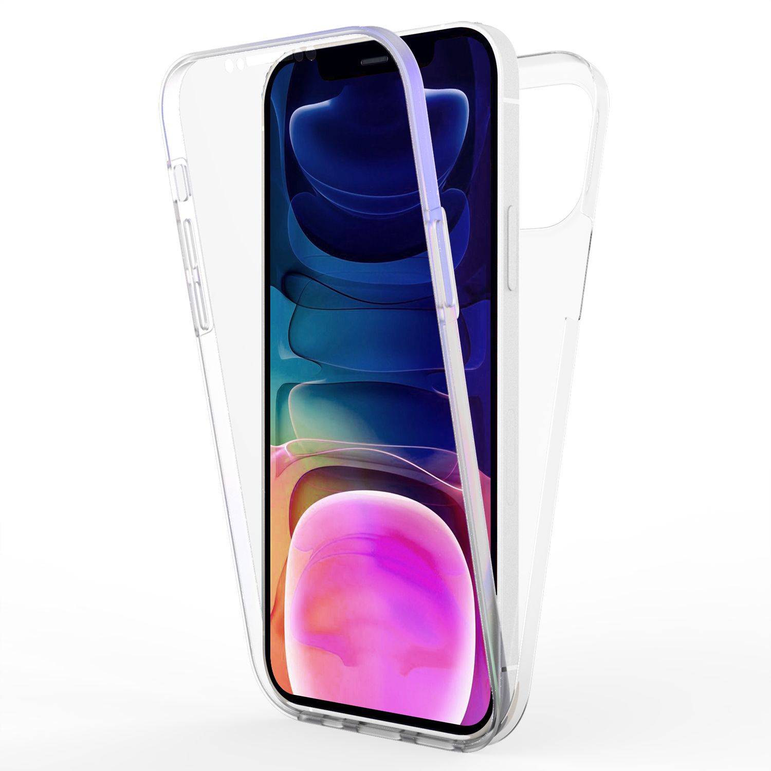 NALIA Klare 360° Schutzhülle für iPhone 13 Pro Max, Komplettschutz Transparent, Hardcase & Silikon & Displayschutz-0