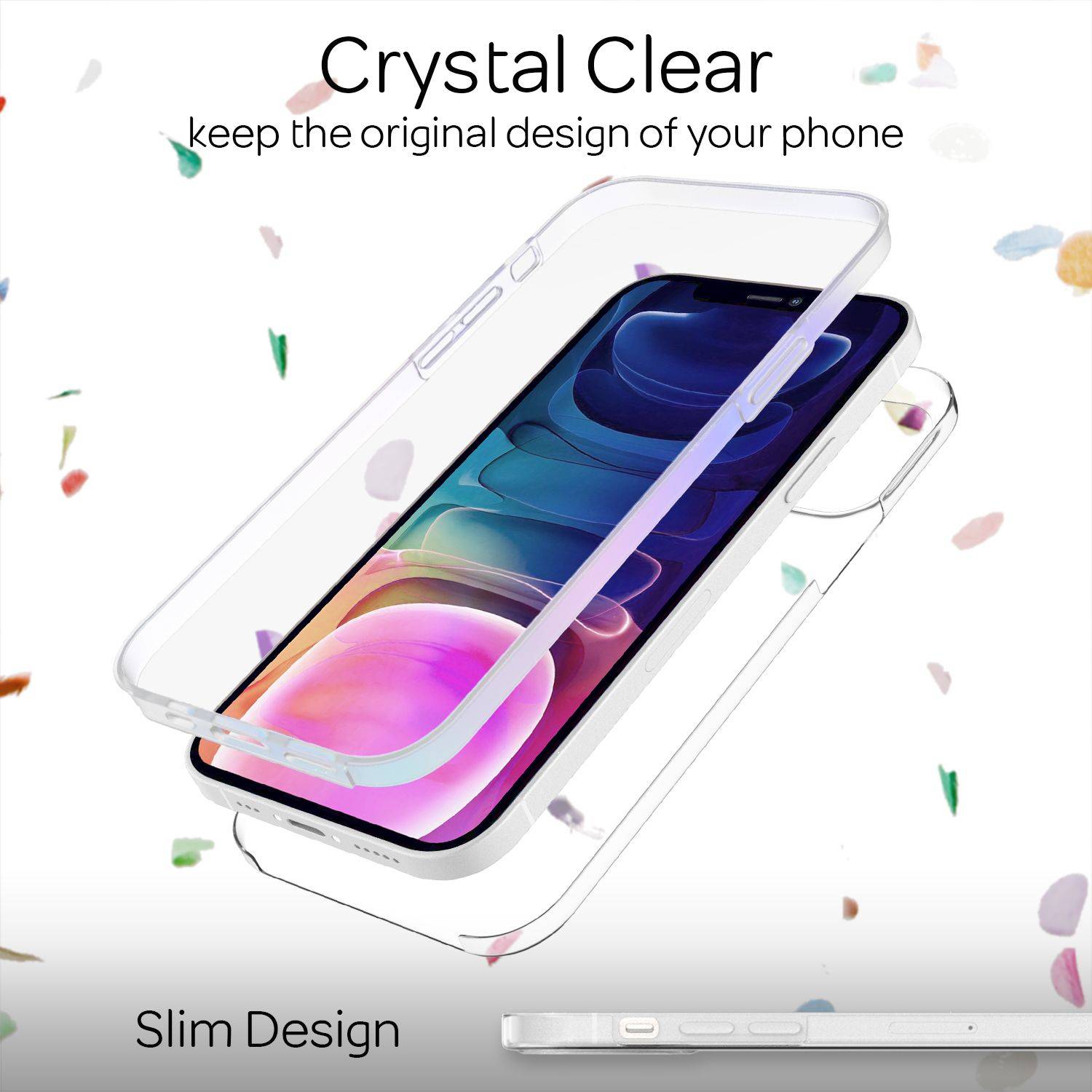 NALIA Klare 360° Schutzhülle für iPhone 13 Pro Max, Komplettschutz Transparent, Hardcase & Silikon & Displayschutz-1